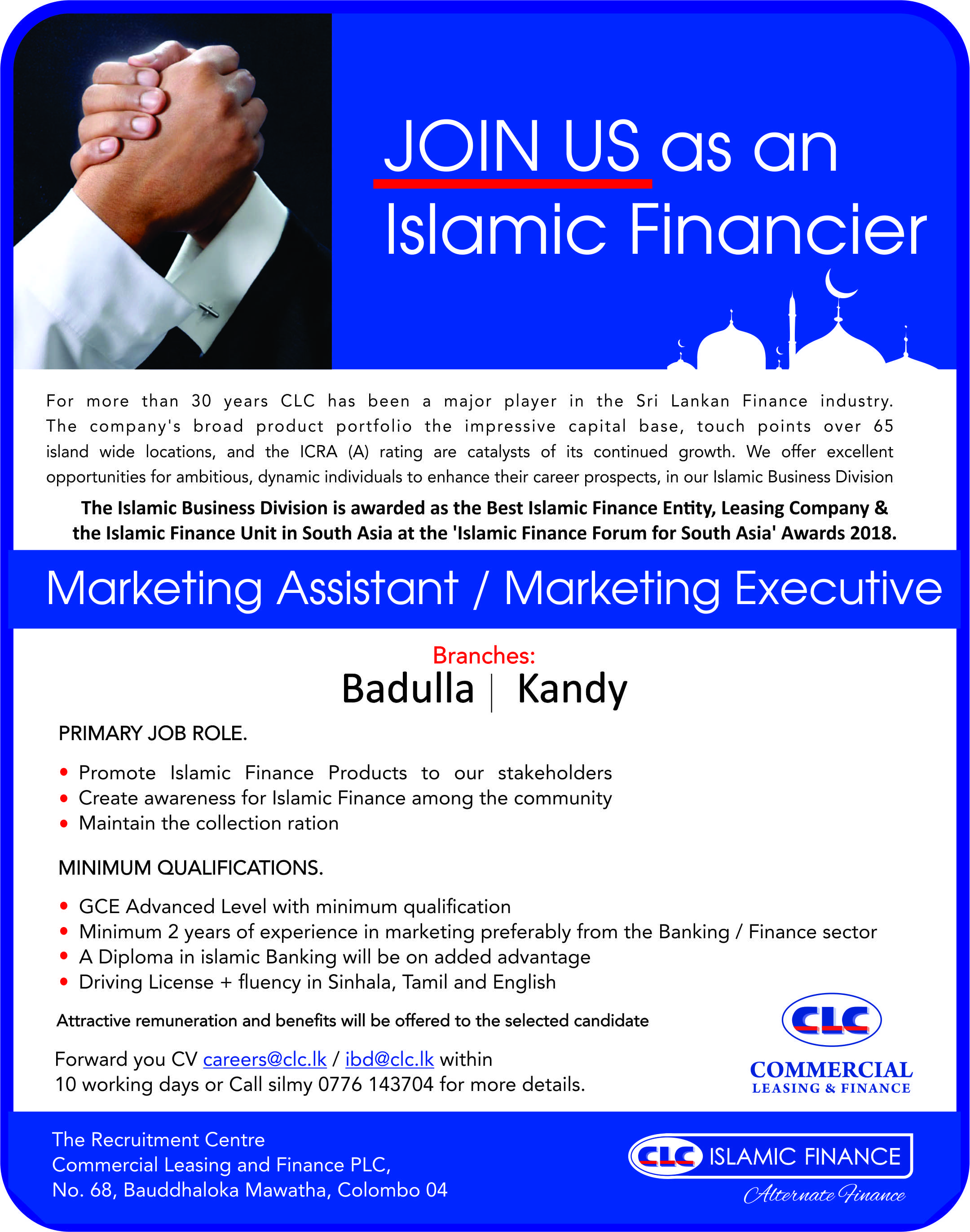 Marketing Assistant / Junior Executive Marketing - Commercial Leasing & Finance Jobs Vacancies