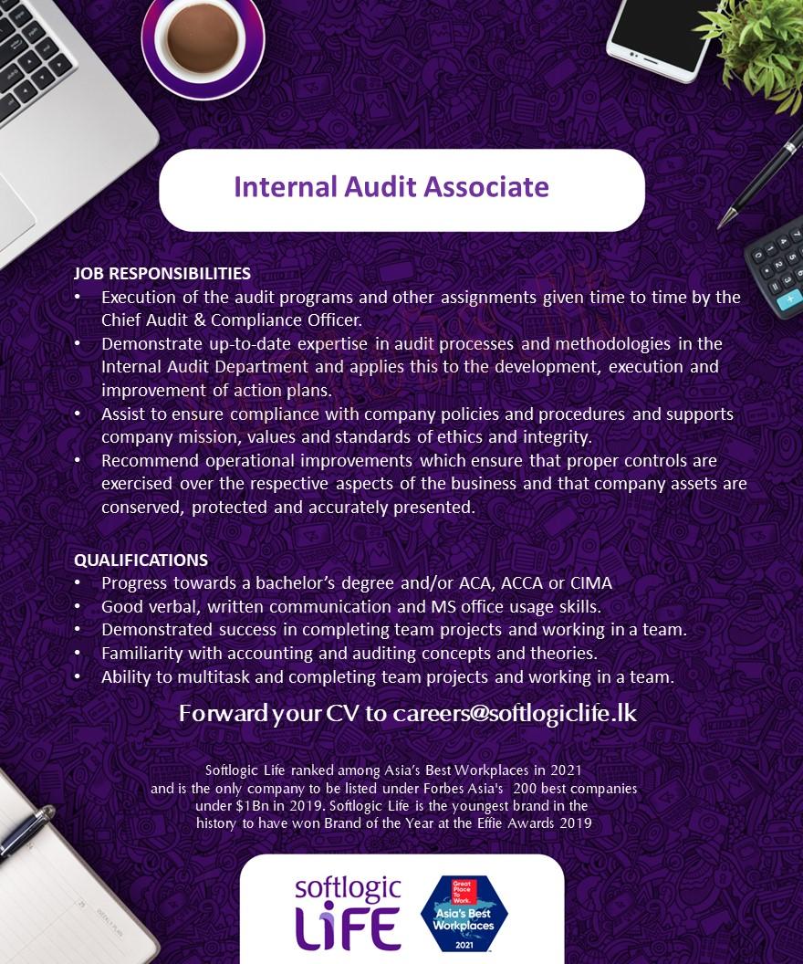 Internal Audit Assistant Vacancy - Softlogic Life Insurance Jobs Vacancies Details