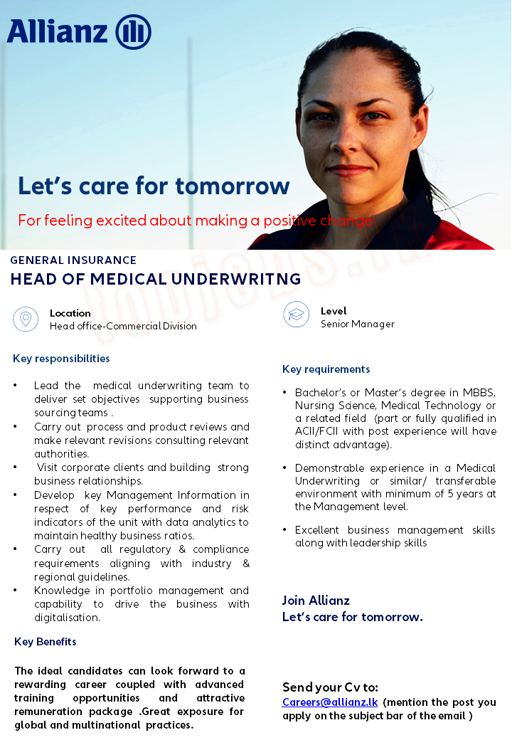 Head of Medical Underwriting Job Vacancy - Allianz Insurance Jobs Vacancies