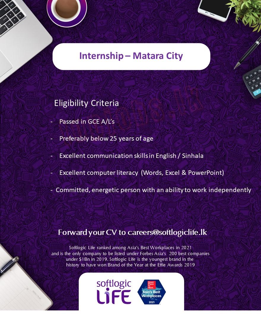 Internship Job Vacancy in Matara City Softlogic Life Insurance Jobs Vacancies