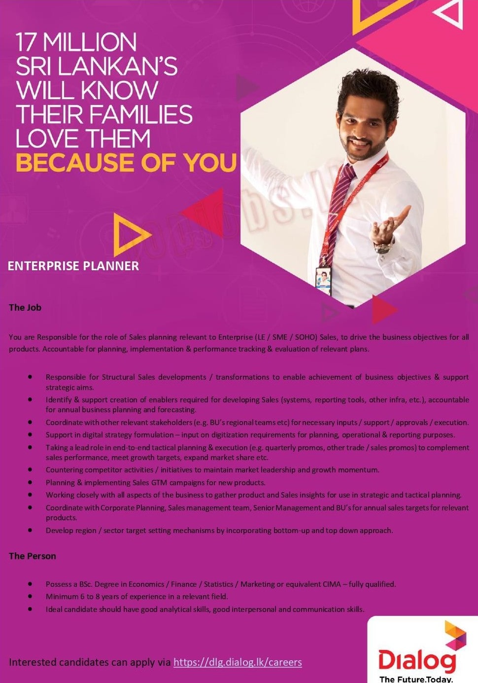 Enterprise Planner Jobs Vacancies in Dialog Axiata Vacancy Details, Application Form