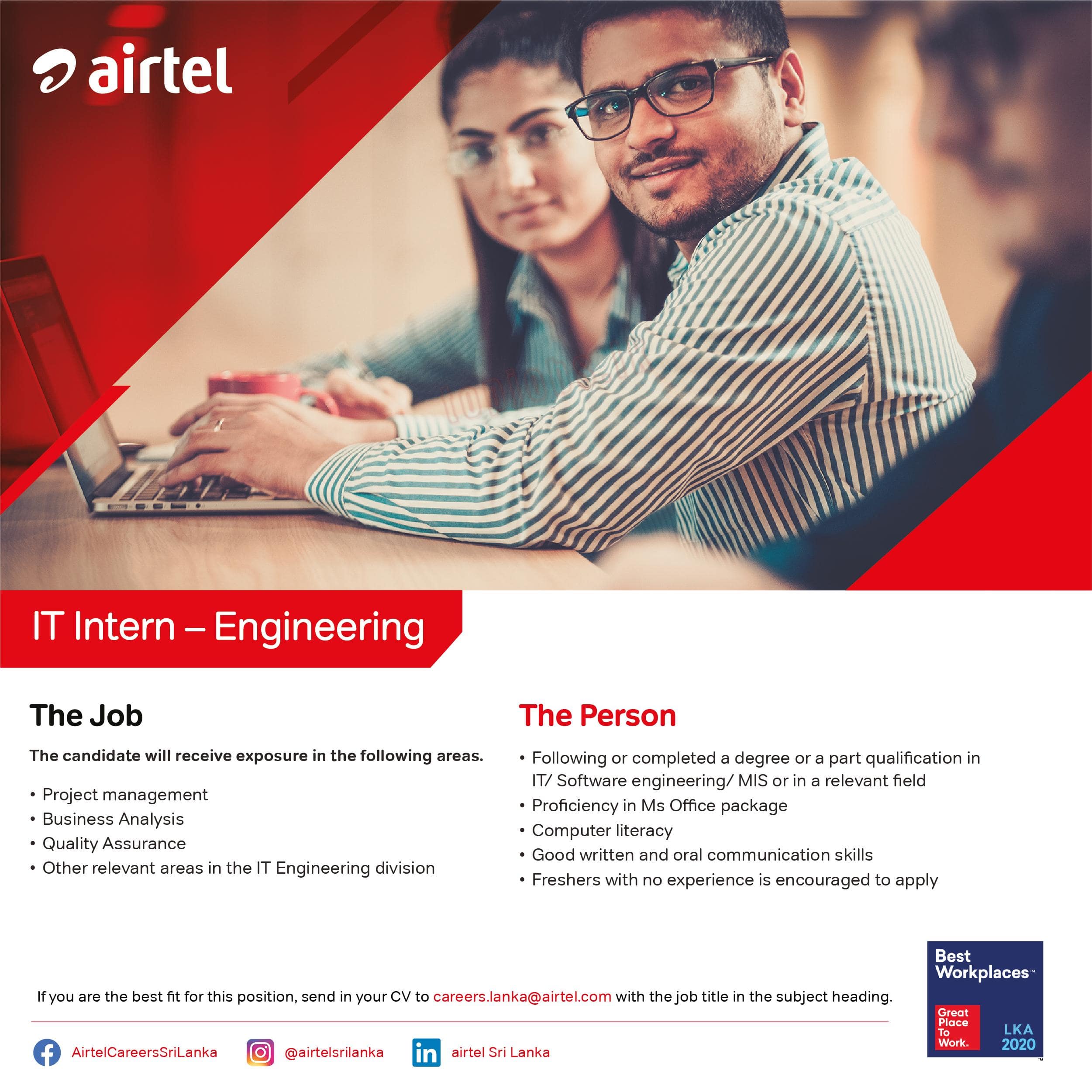 IT Intern Jobs Vacancies in Airtel Telecom Sri Lanka Details, Application Form