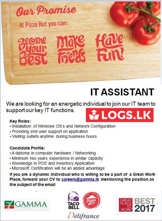 IT Assistant Job Vacancy in Pizza Hut Sri Lanka Jobs Vacancies Details, Application