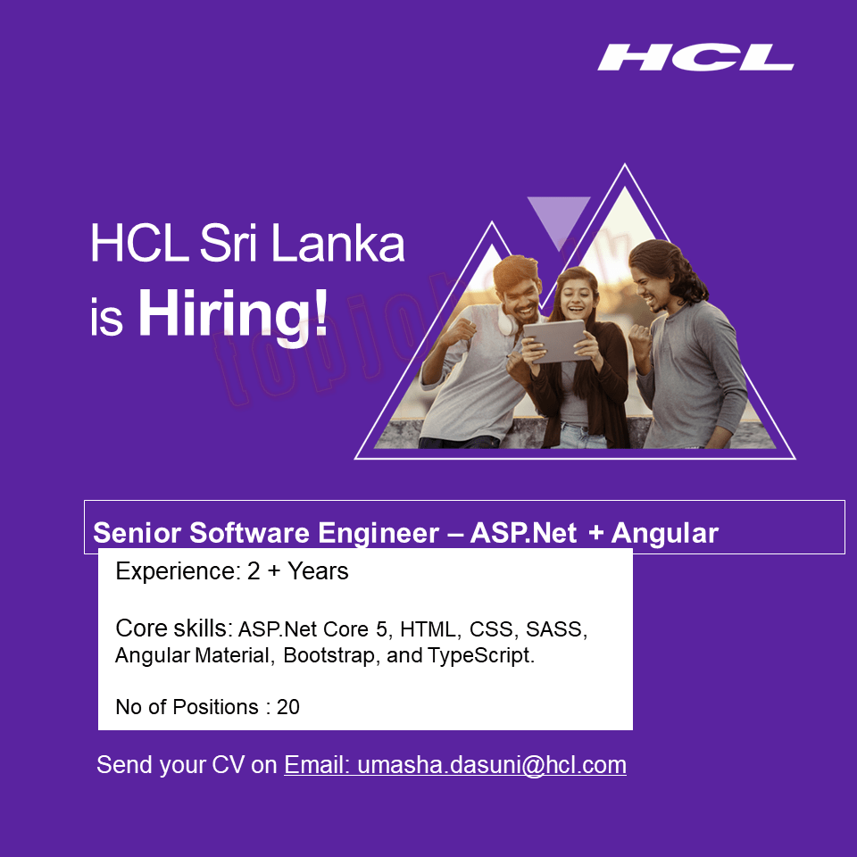 Senior Software Engineer - ASP.Net + Angular Job Vacancy – HCL Jobs Vacancies