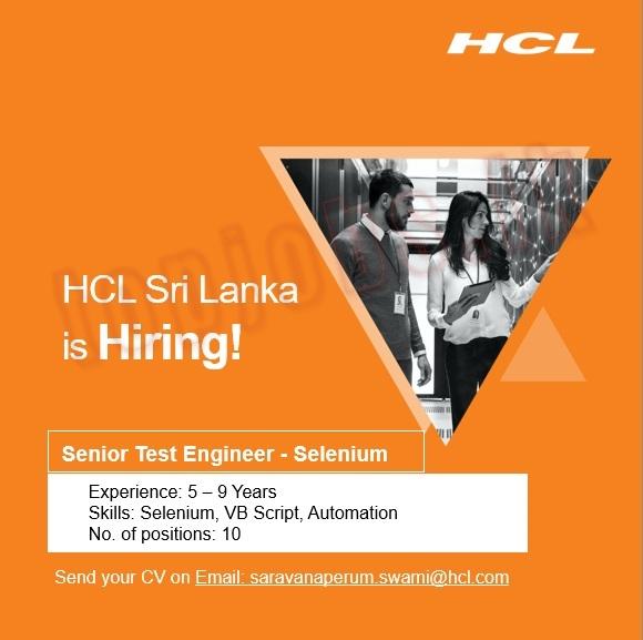 Senior Test Engineer - Selenium Job Vacancy – HCL Technologies Jobs Vacancies
