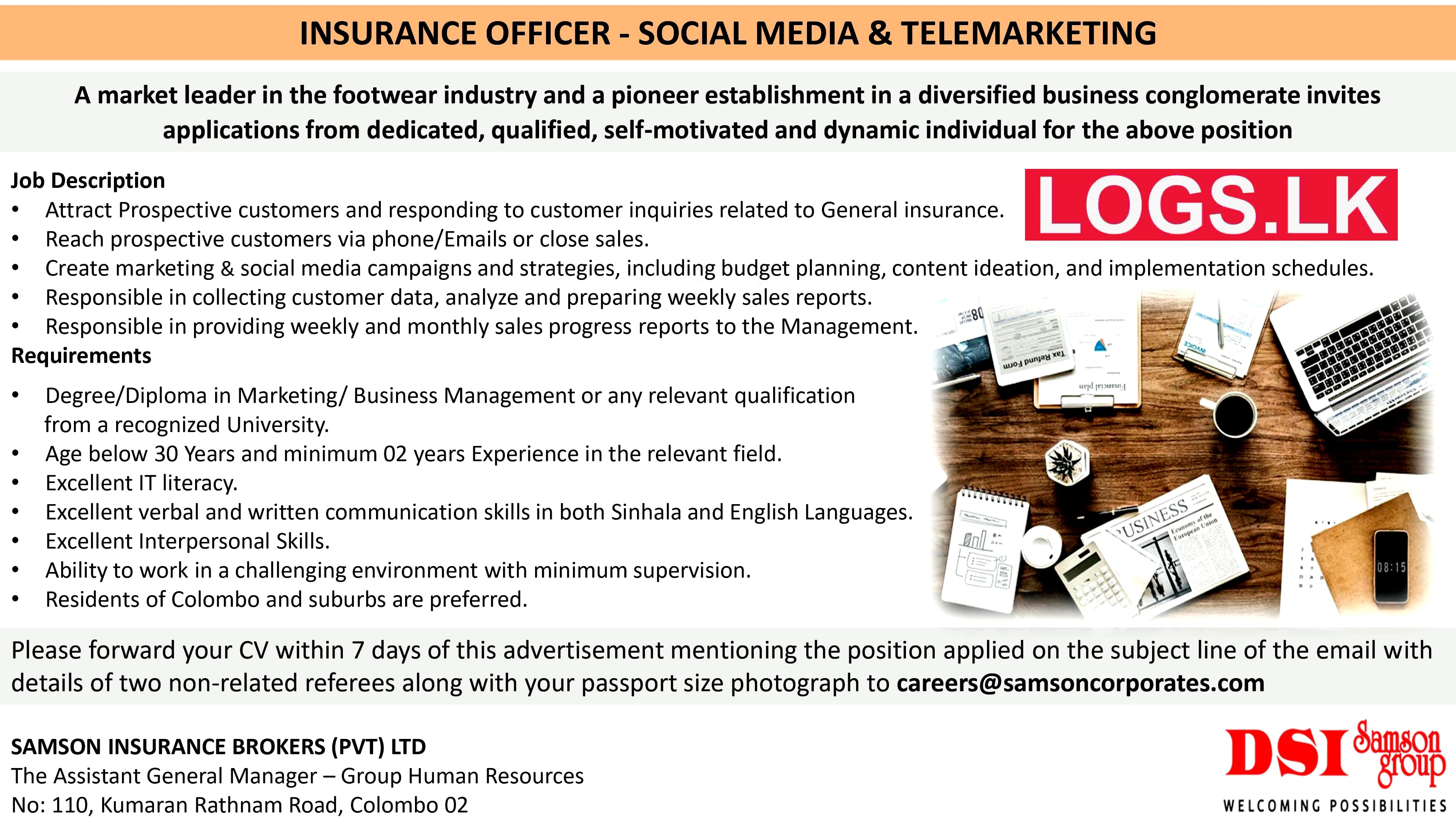 Insurance Officer - Social Media and Telemarketing - DSI Samson Group Jobs Vacancies