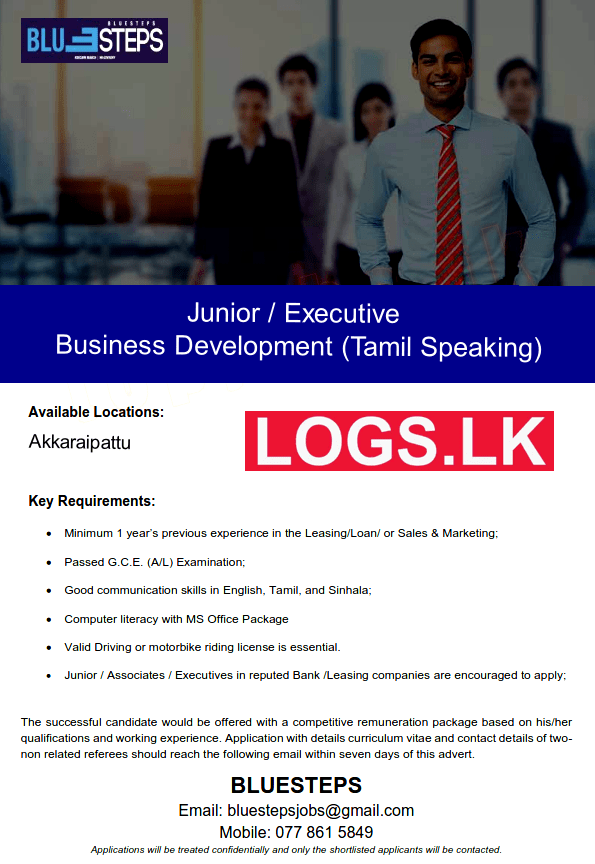 Junior / Executive Tamil Jobs Vacancies in Akkaraipattu BlueSteps