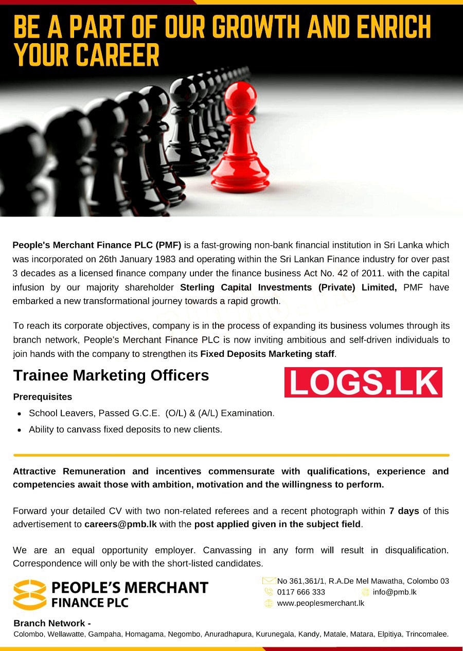 Trainee Marketing Executives - Peoples Merchant Finance Jobs Vacancies