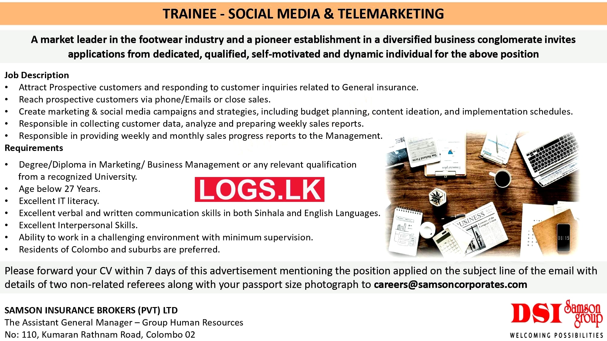 Trainee Job Vacancy in Social Media and Telemarketing - DSI Samson Group Jobs Vacancies