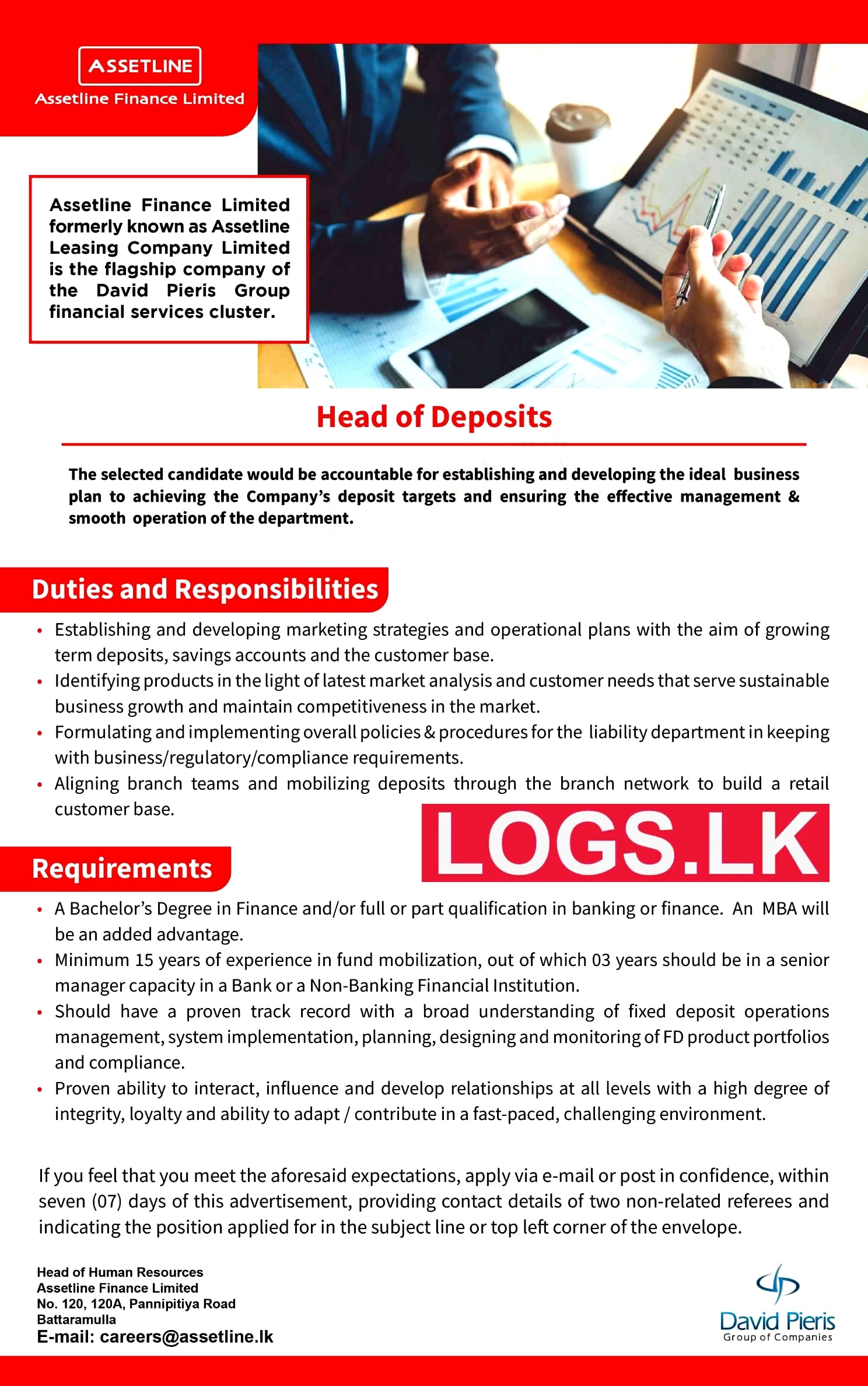 Head of Deposits Job Vacancy in DPMC Assetline Holdings Jobs Vacancies