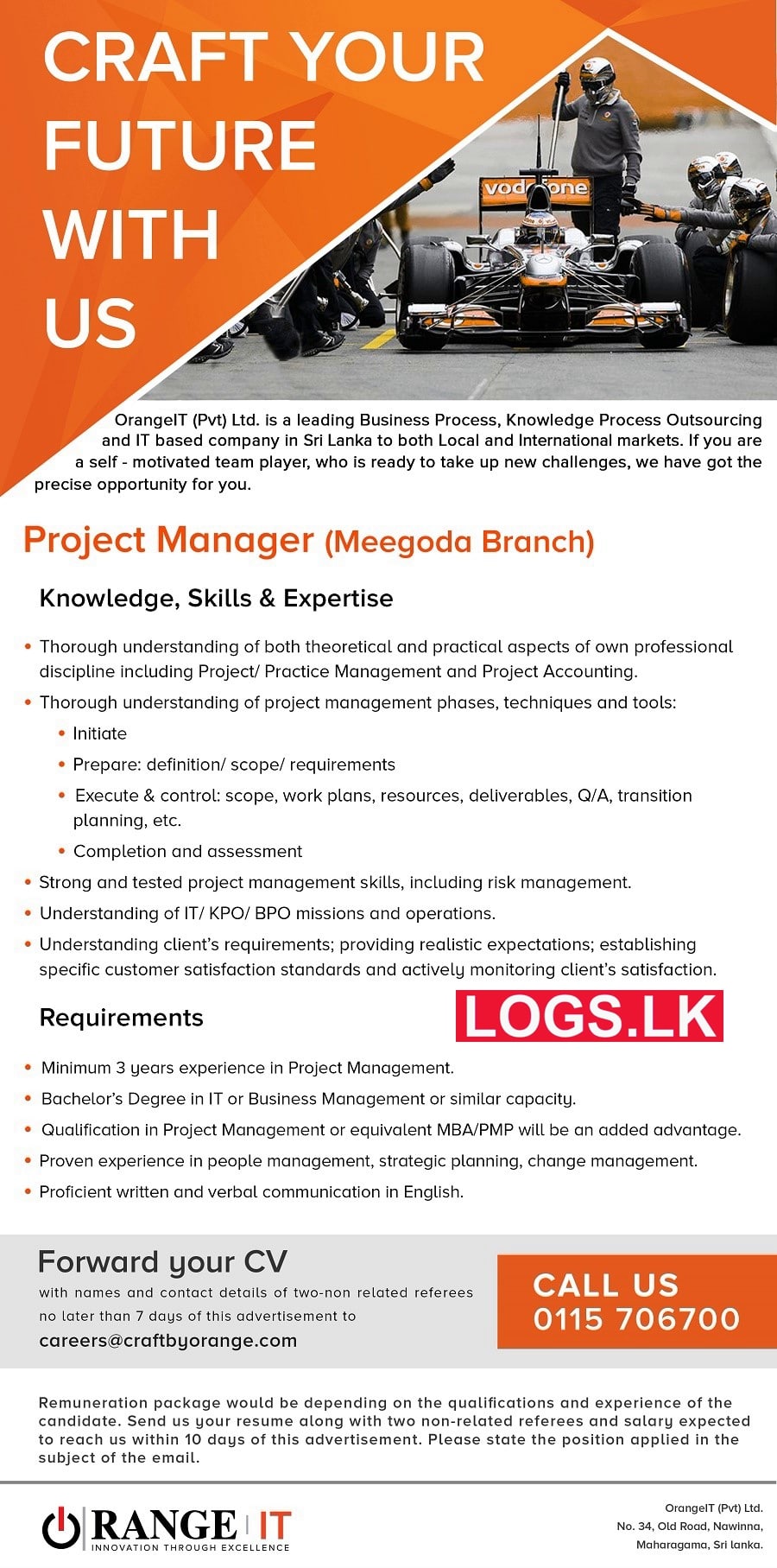 Project Manager Vacancy in Meegoda OrangeIT (Pvt) Ltd Jobs Vacancies