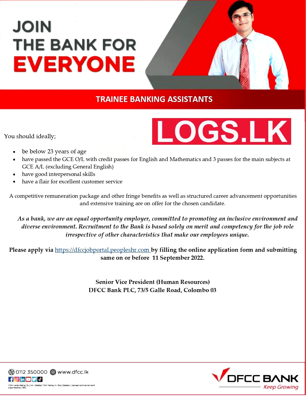 Trainee Banking Assistants Jobs Vacancies 2022 in DFCC Bank Details, Application
