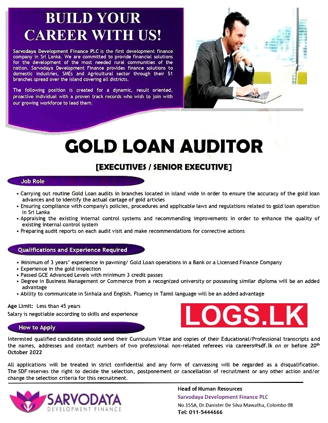 Gold Loan Auditor Job Vacancy in Sarvodaya Finance Jobs Vacancies