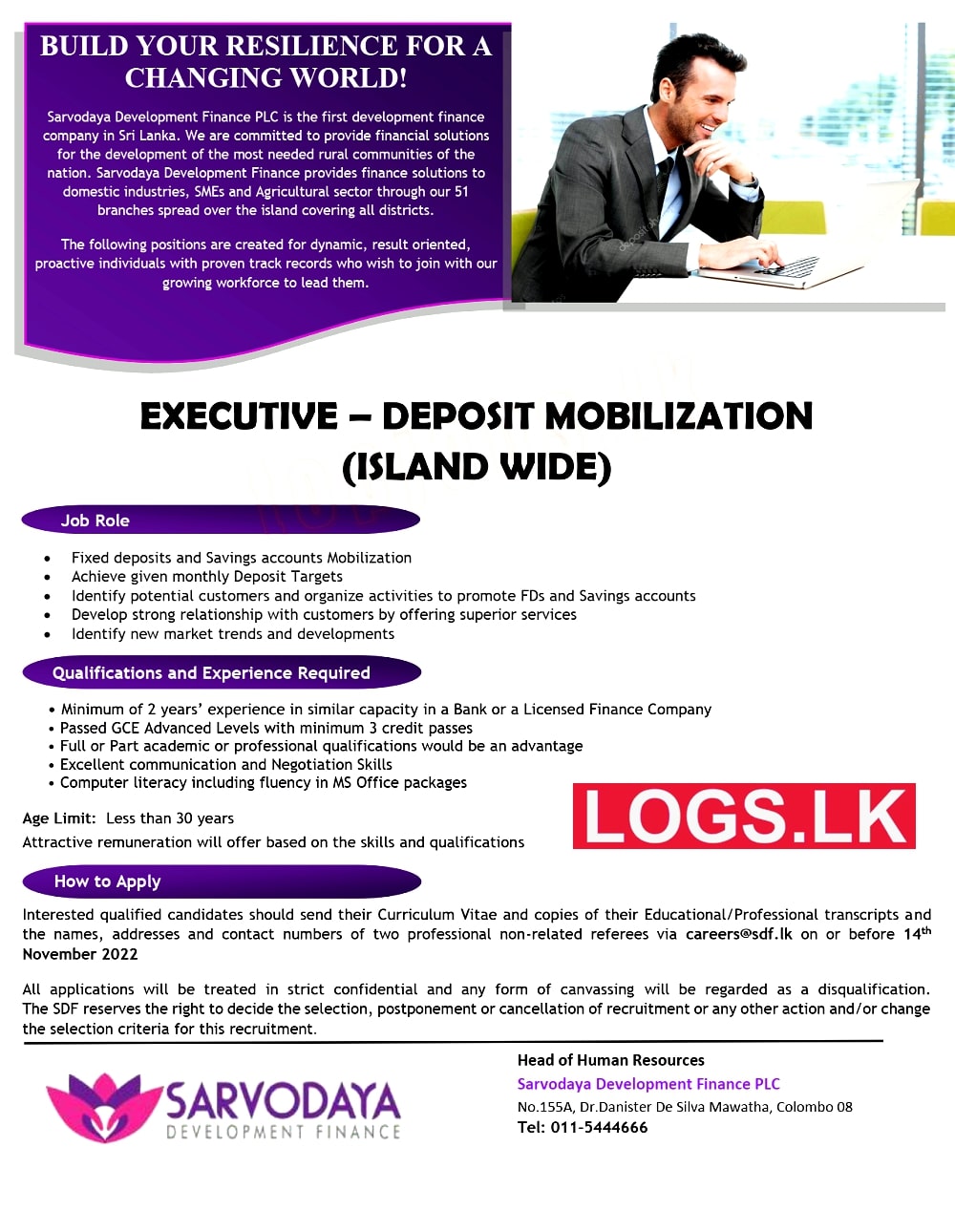 Executive (Island Wide) Jobs Vacancies in Sarvodaya Finance Job Vacancy