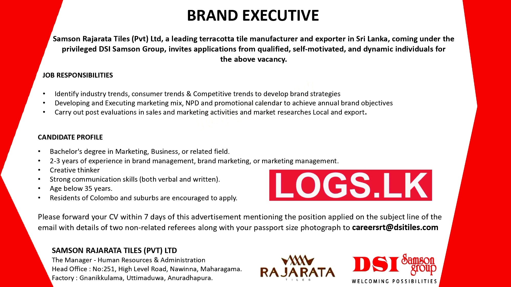 Brand Executive Job Vacancy in DSI Company Jobs Vacancies