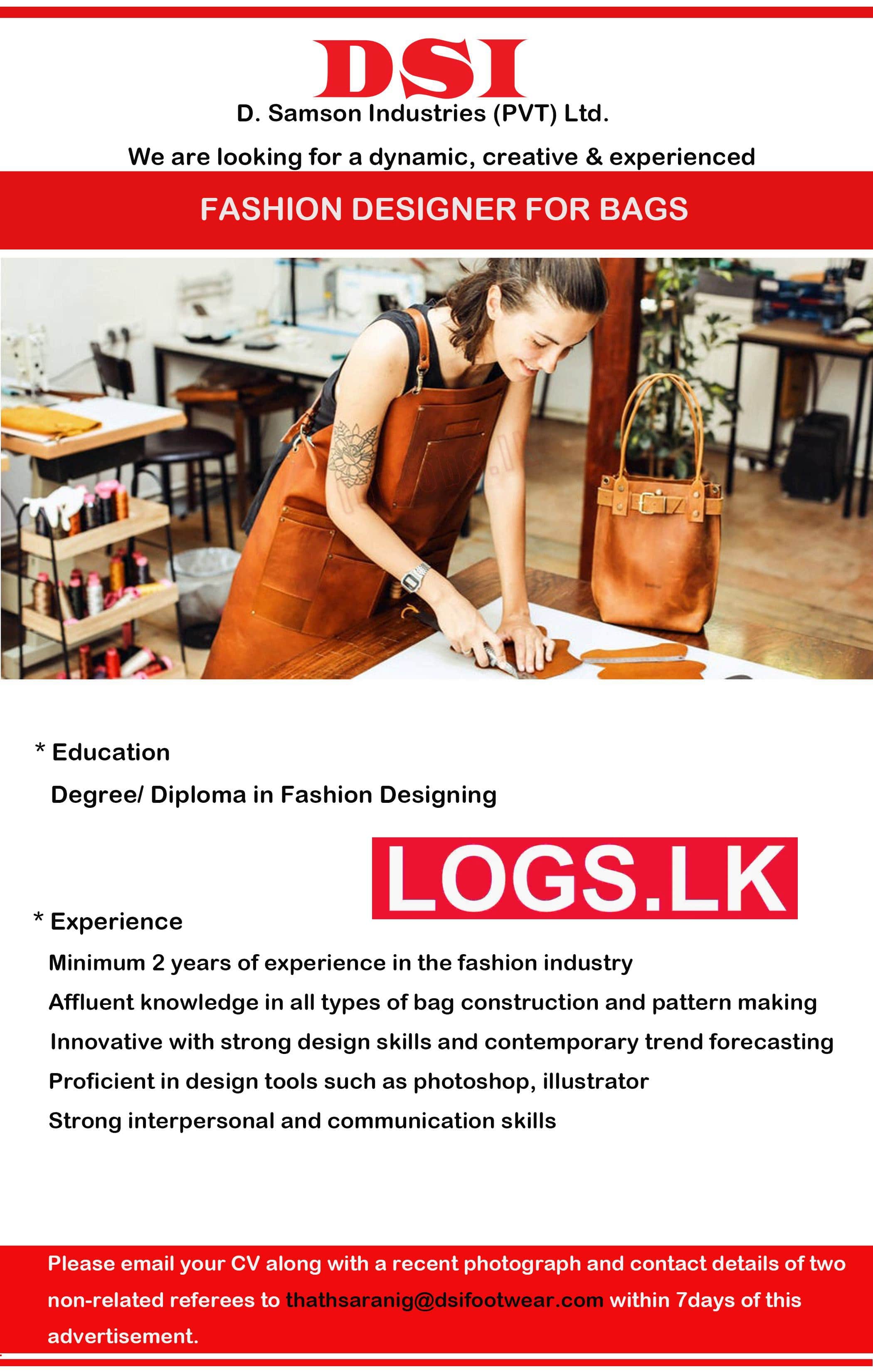 Fashion Designer for bags Job Vacancy in DSI Company Jobs Vacancies Details, Application Form Download