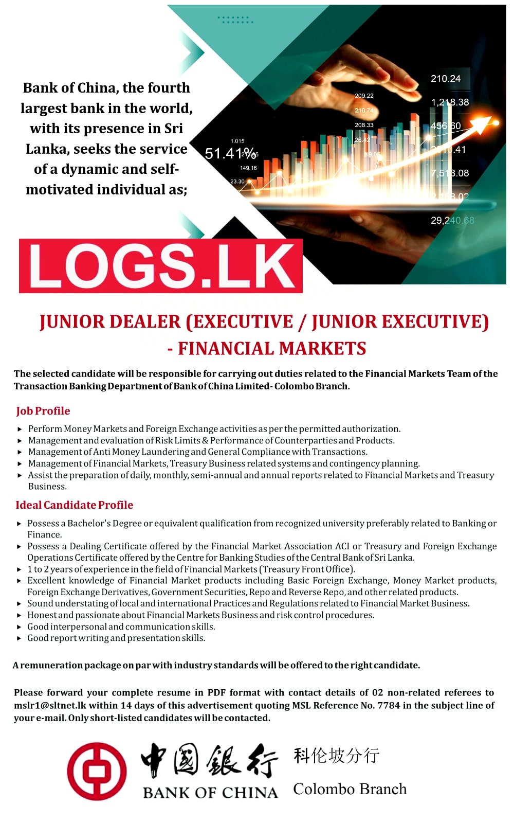 Junior Dealer Job Vacancy 2023 in Bank of China Jobs Vacancies Details, Application Form Download