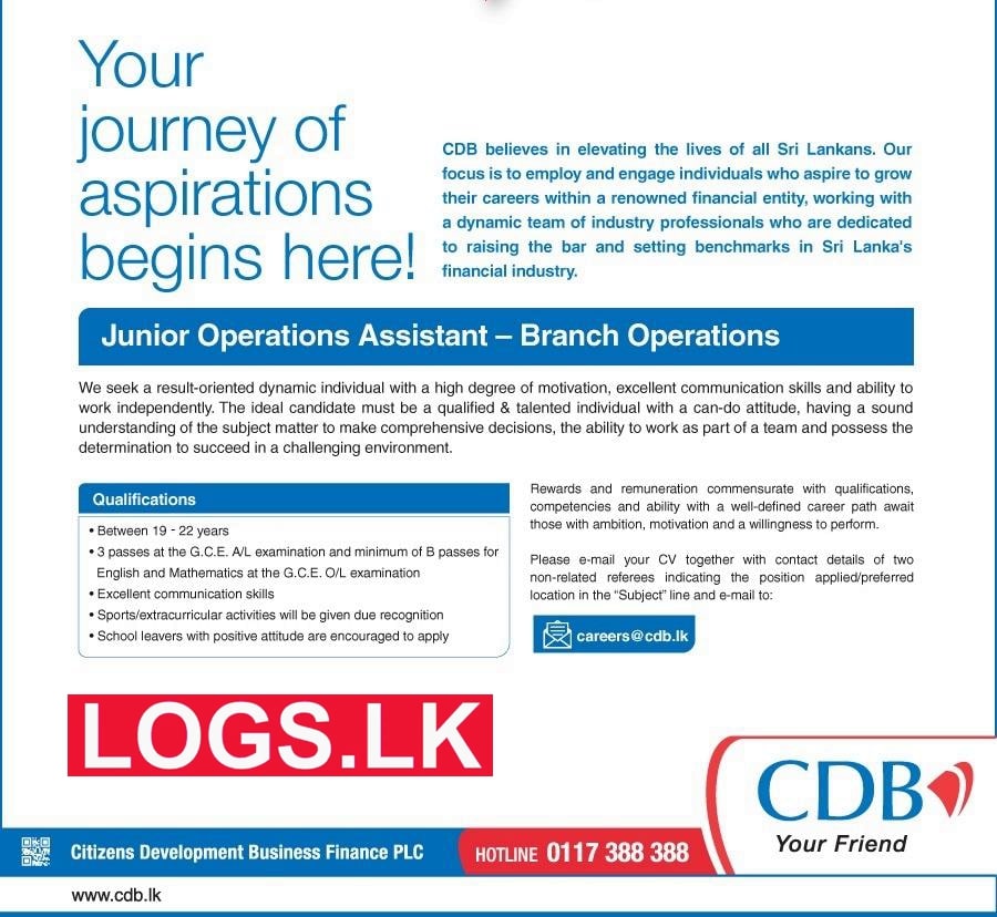 Junior Operations Assistant Job Vacancy 2023 in CDB Finance Jobs Vacancies Details, Application Form Download