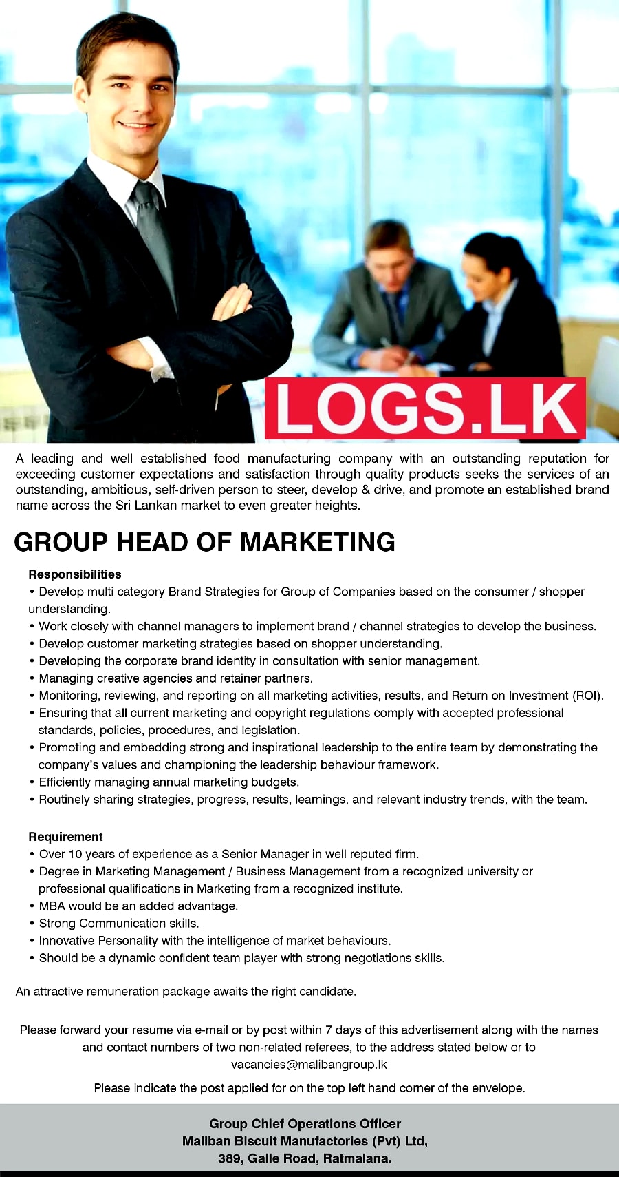 Group Head Of Marketing Job Vacancy 2023