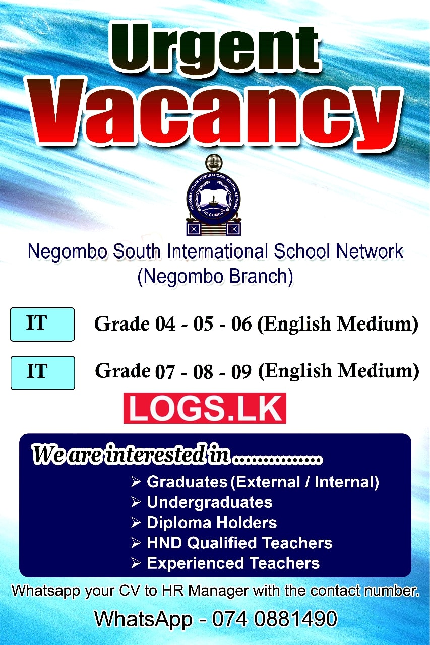 IT Teacher Job Vacancy 2023 Negombo South International School Jobs Vacancies