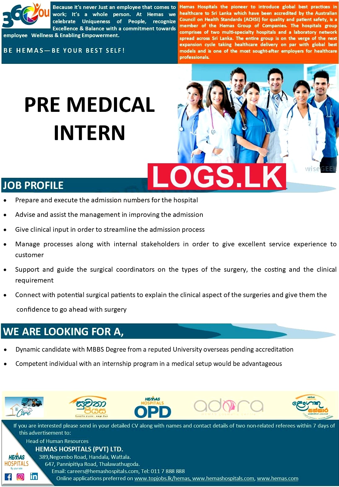 Pre Intern Medical Officer Job Vacancy 2023 in Hemas Holdings Jobs Vacancies