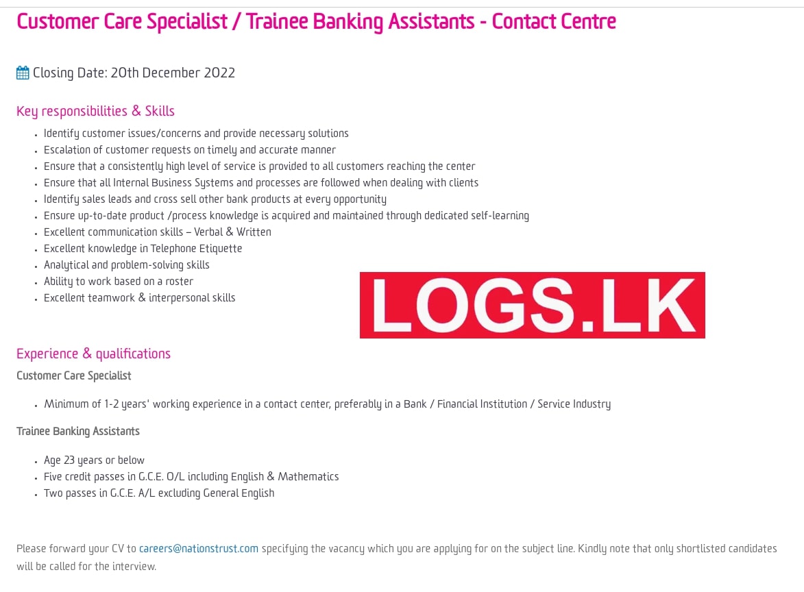 Trainee Banking Assistants Jobs Vacancies 2023 in NTB Bank Job vacancy 2023