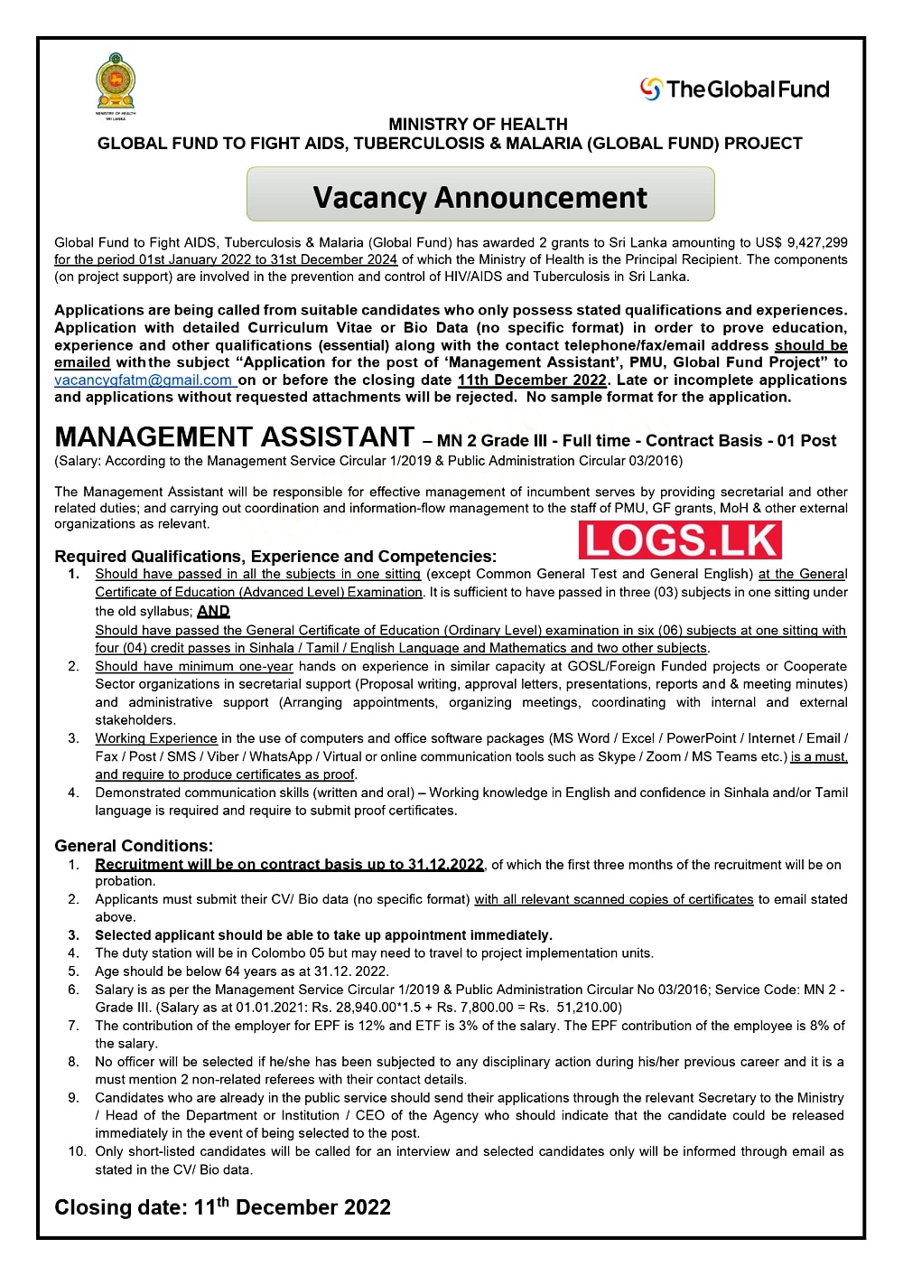 Government Management Assistant Jobs Vacancies 2023 Jobs Vacancies in MOH Ministry of Health