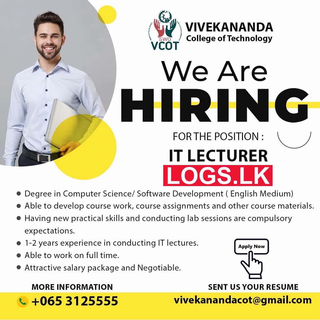 IT Lecturer Job Vacancy 2023 in Batticaloa Vivekananda College Technology Jobs Vacancies