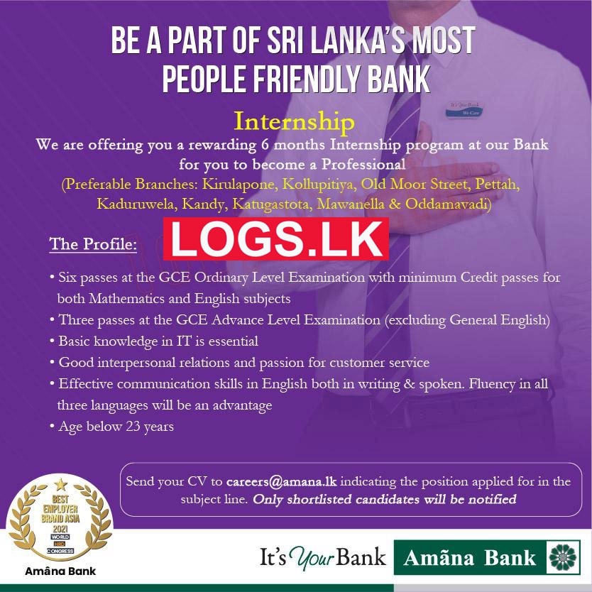 Internship 2023 in Sri Lanka Amana Bank Jobs Vacancies 2023 Details, Application Form Download
