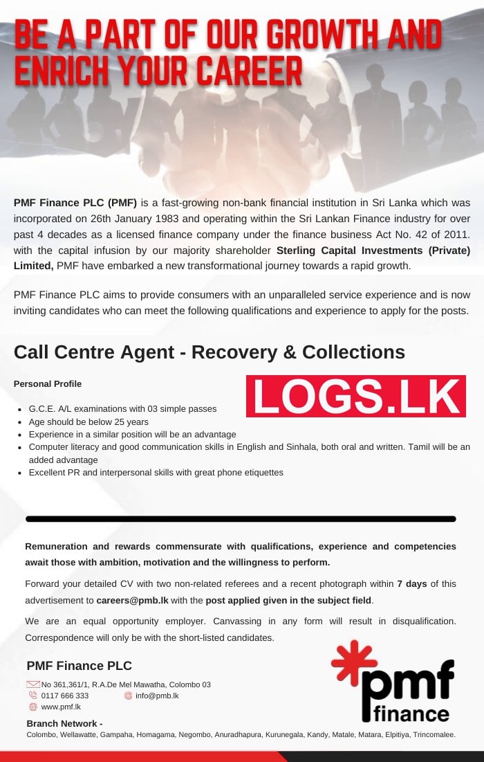 Call Centre Agent Job Vacancy in PMF Finance Jobs Vacancies 2023