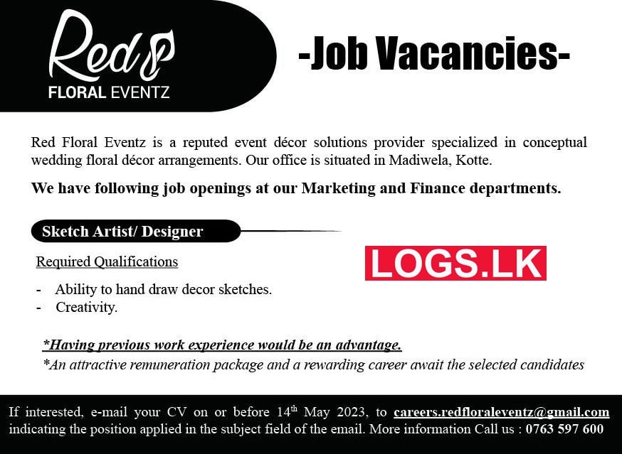 Sketch Artist/ Designer Job Vacancies at Red Floral Eventz Jobs Application